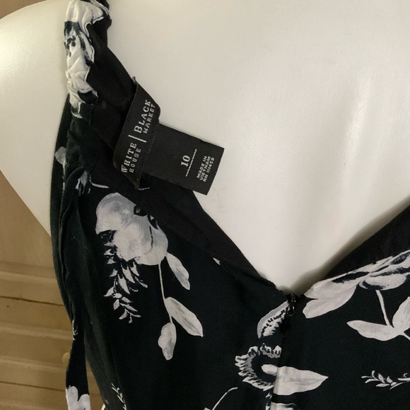 White Black Dress Sz 10 Floral Rockabilly Pin-up - Picture 5 of 7